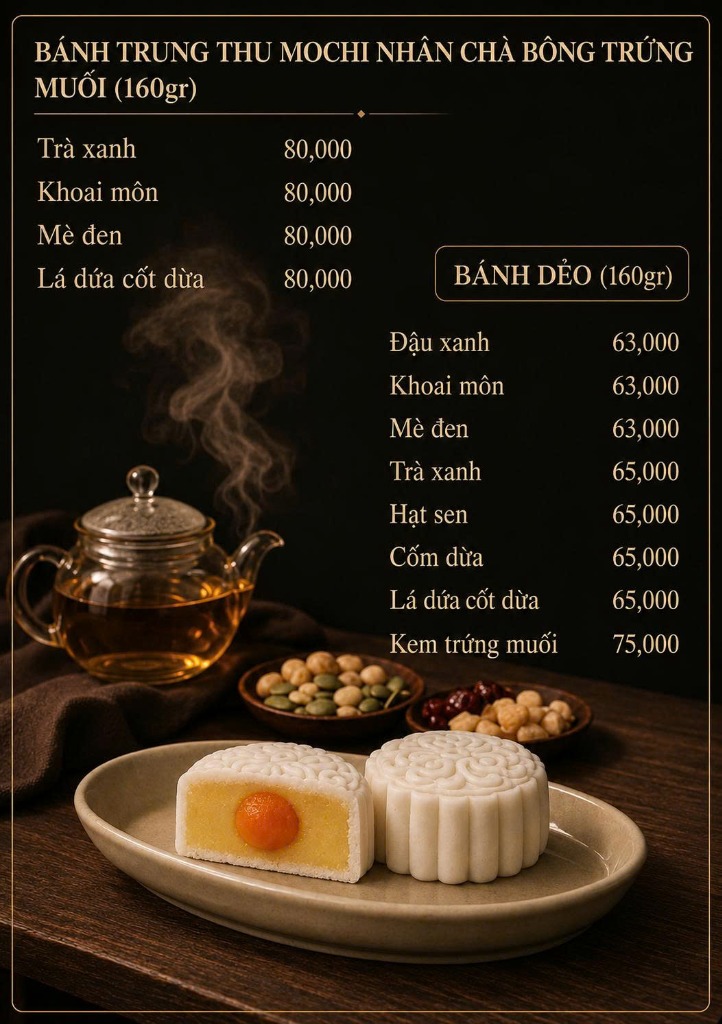 Bảng giá 1 - Bánh nướng Mochi & Bánh dẻo
