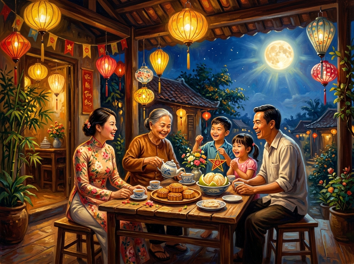 Đoàn viên ấm áp dưới ánh trăng